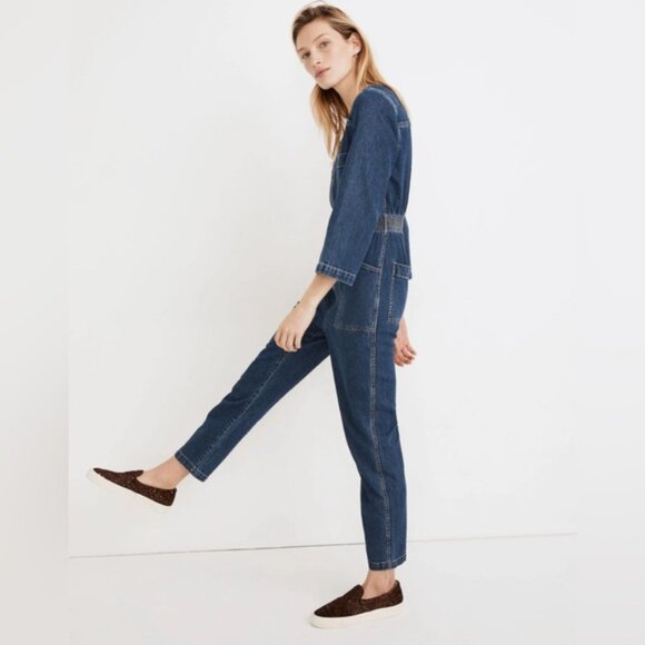 Madewell l Denim Patch Pocket Coverall Jumpsuit in Amfield Wash ST. MA601 SMALL
